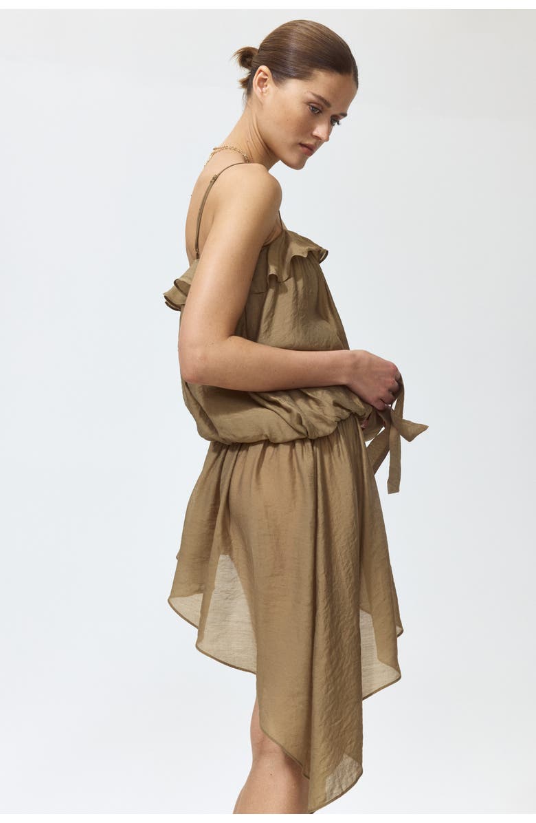 H&M Asymmetric dress with flounce trim, Alternate, color, Khaki Green