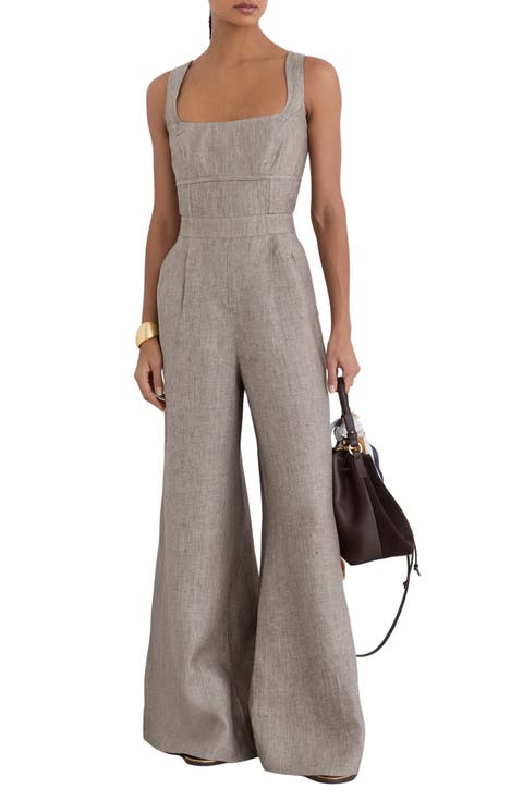Flora Wide Leg Linen Romper