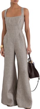 Reiss Flora Wide Leg Linen Romper