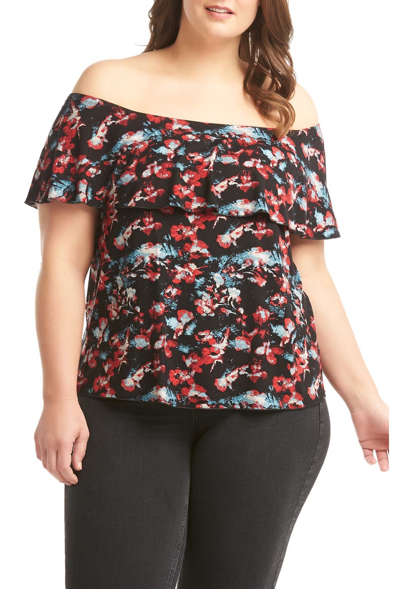 Lemon Tart Cherry Off the Shoulder Top, Main, color, FLORAL