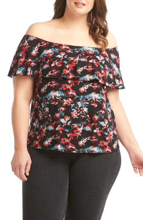 Lemon Tart Cherry Off the Shoulder Top (Plus Size)