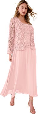 Roaman's Plus-Size 2 Piece Long Sleeve Embellished Lace Jacket And Full Gown