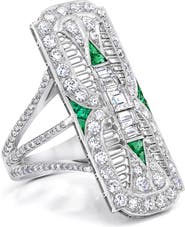 Mindi Mond Filigree Diamond & Emerald Dinner Ring