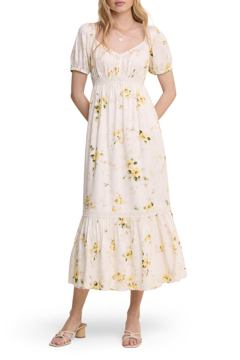 Maryam Floral Midi Dress, Main, color, WHITE