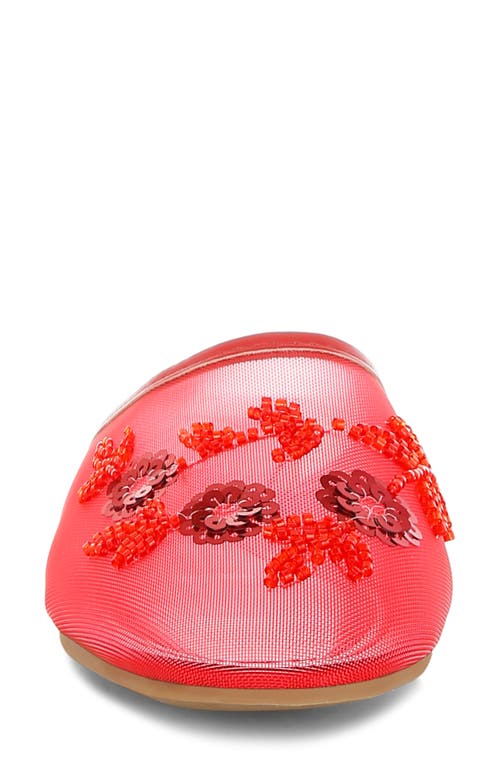 London Rag Nahra Embellished Mesh Mule In Red