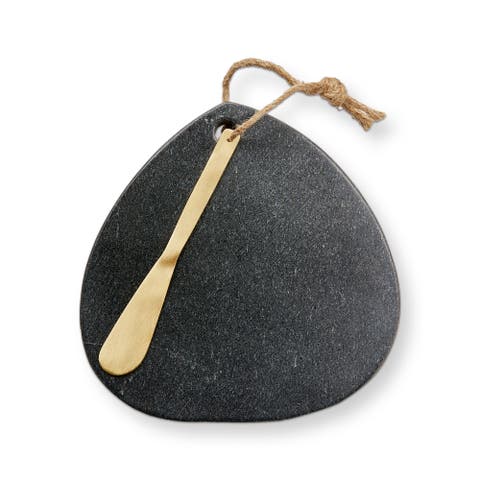 Marble Teardrop Board W/Spreader Black Marble Everyday