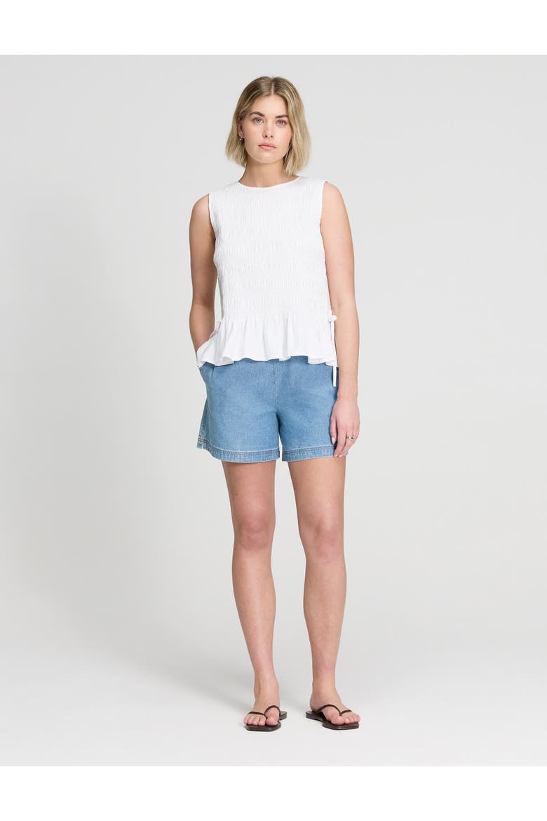 Malani Cotton Shirred Sleeveless Top, Alternate, color, White