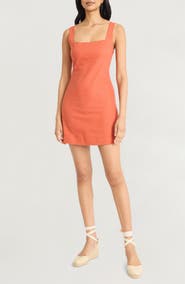 The Good Journey Square Neck Linen Blend Minidress