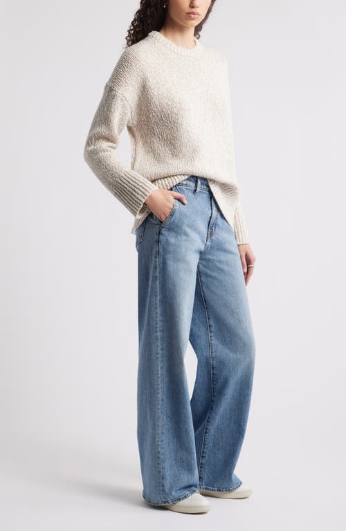 Nordstrom Marled Cotton & Wool Crewneck Sweater In Beige- Ivory Marl