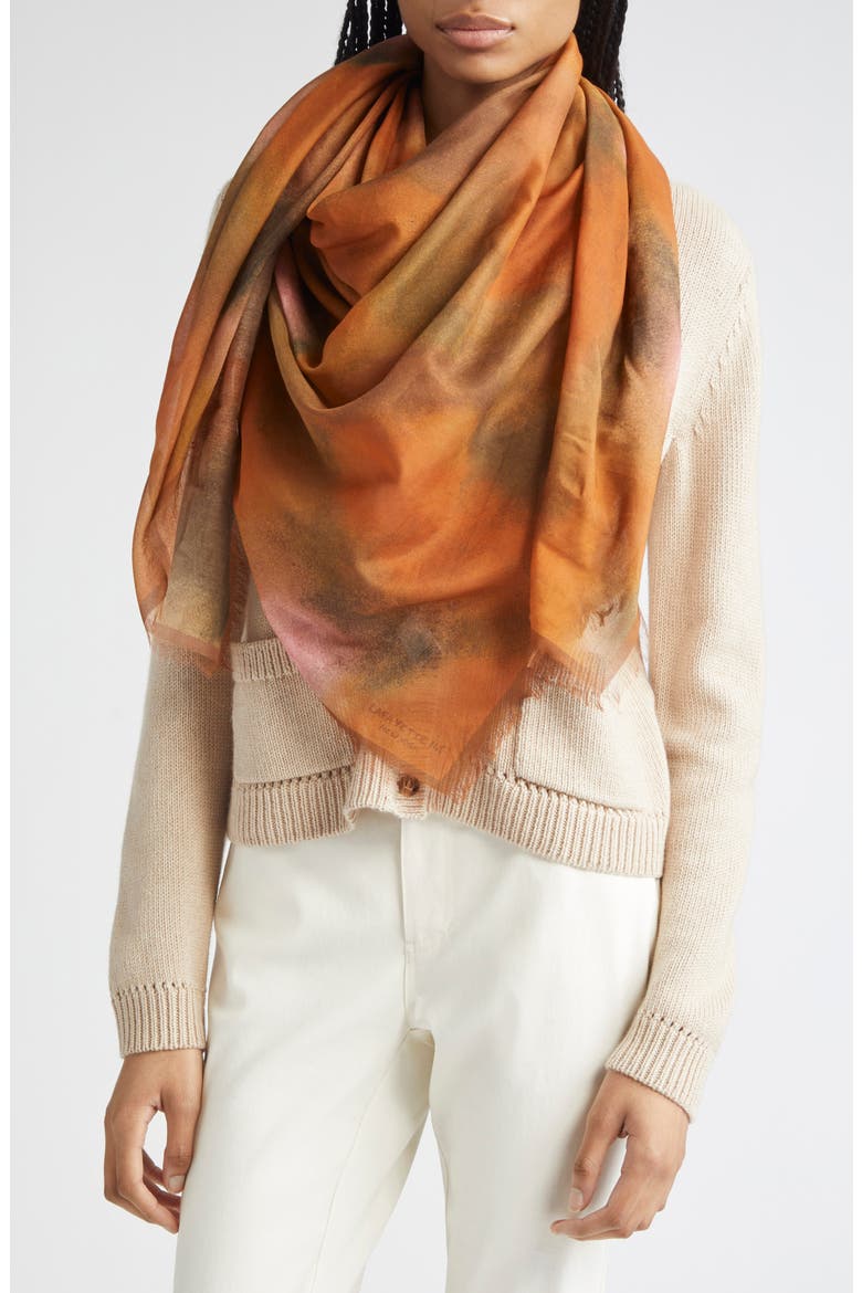 Pastel Blend Cotton & Silk Fringe Scarf, Alternate, color, COPPER MULTI
