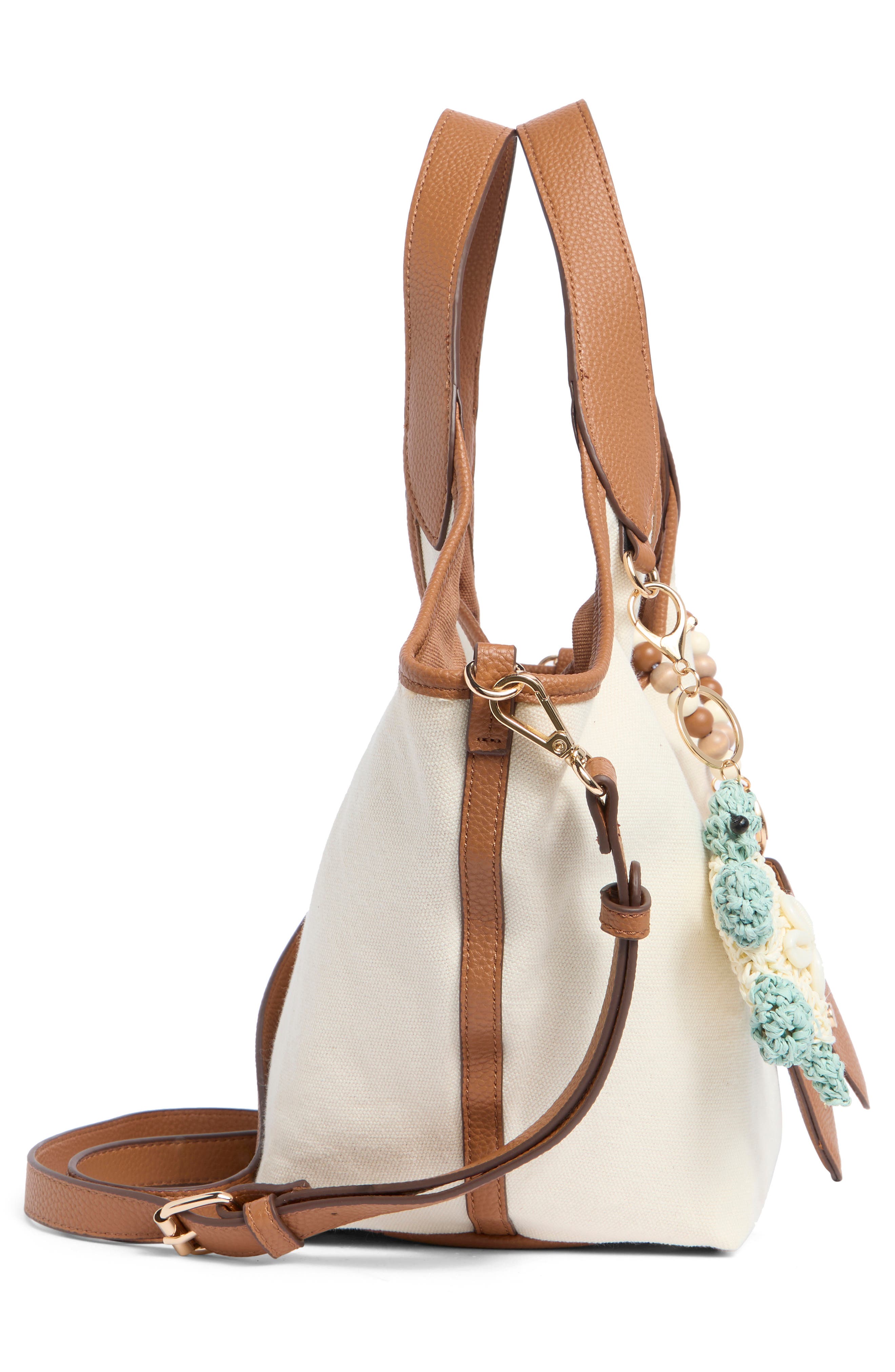 Nanette Lepore Canvas Scoop Satchel, Alternate, color, Unbleached -Hazelnut