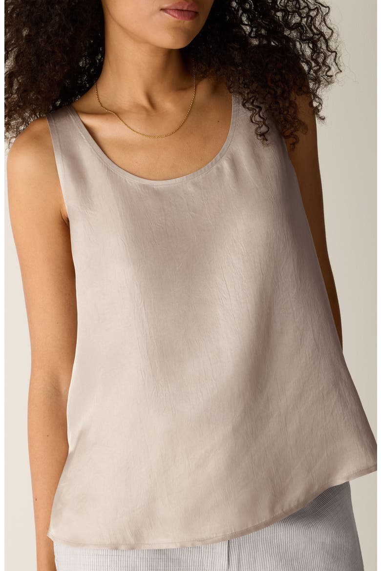 Scoop Neck Satin Tank, Alternate, color, WHEAT