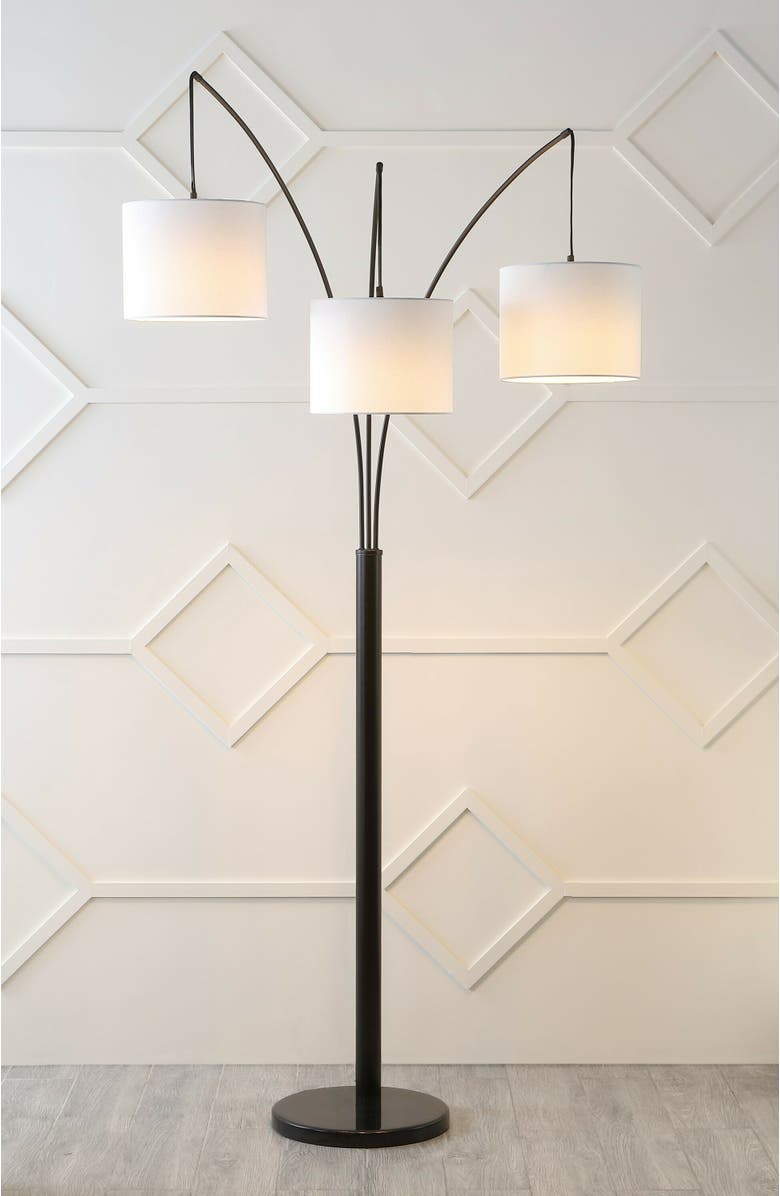 JONATHAN Y Barrie 78.5" 3-Light Mid-Century Modern Head-Adjustable Iron LED Arc Floor Lamp, Oil Rubbed Bronze, Alternate, color, Oil Rubbed Bronze