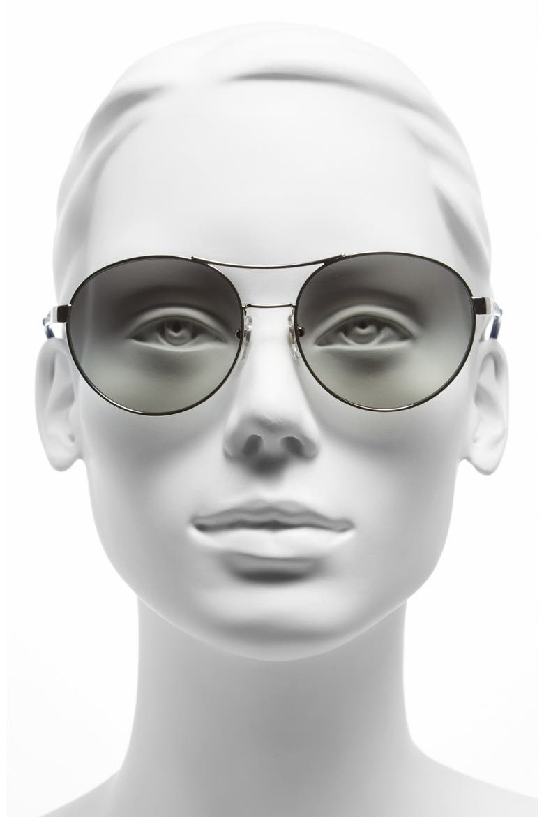 Round 56mm Sunglasses, Alternate, color, SILVER