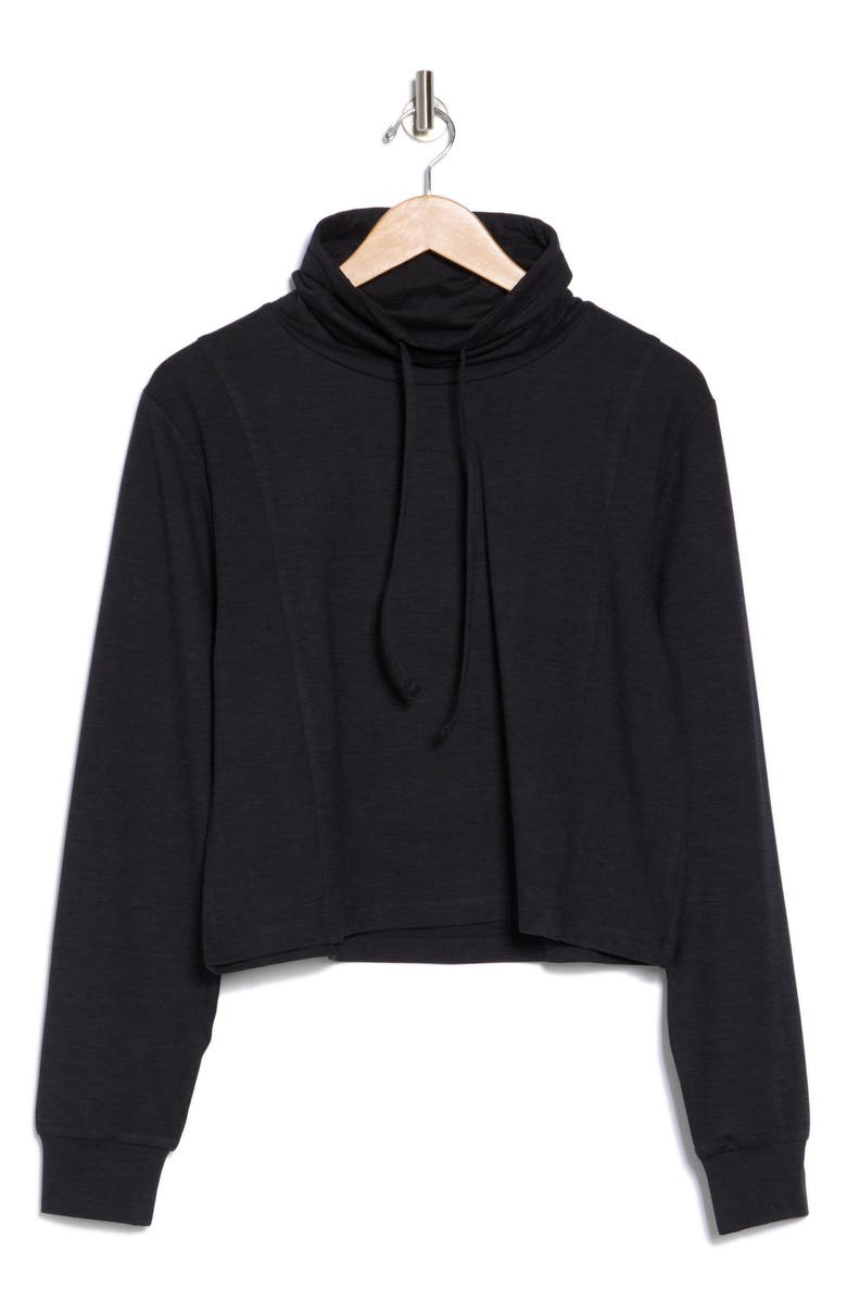 X by Gottex Funnel Neck Heather Top, Alternate, color, Black