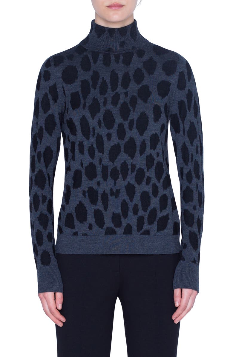 Akris punto Animal Dot Jacquard Wool Sweater, Main, color,