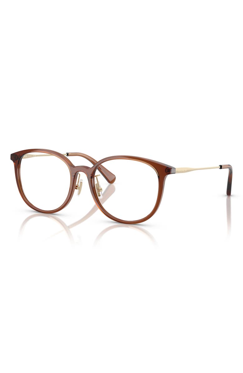 COACH 53mm Round Optical Glasses, Alternate, color, Transparent Brown / Demo Lens