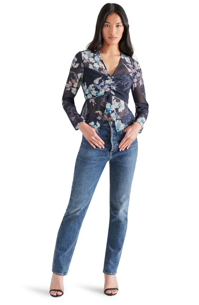 Steve Madden Casey Floral Print Peplum Top, Alternate, color, 