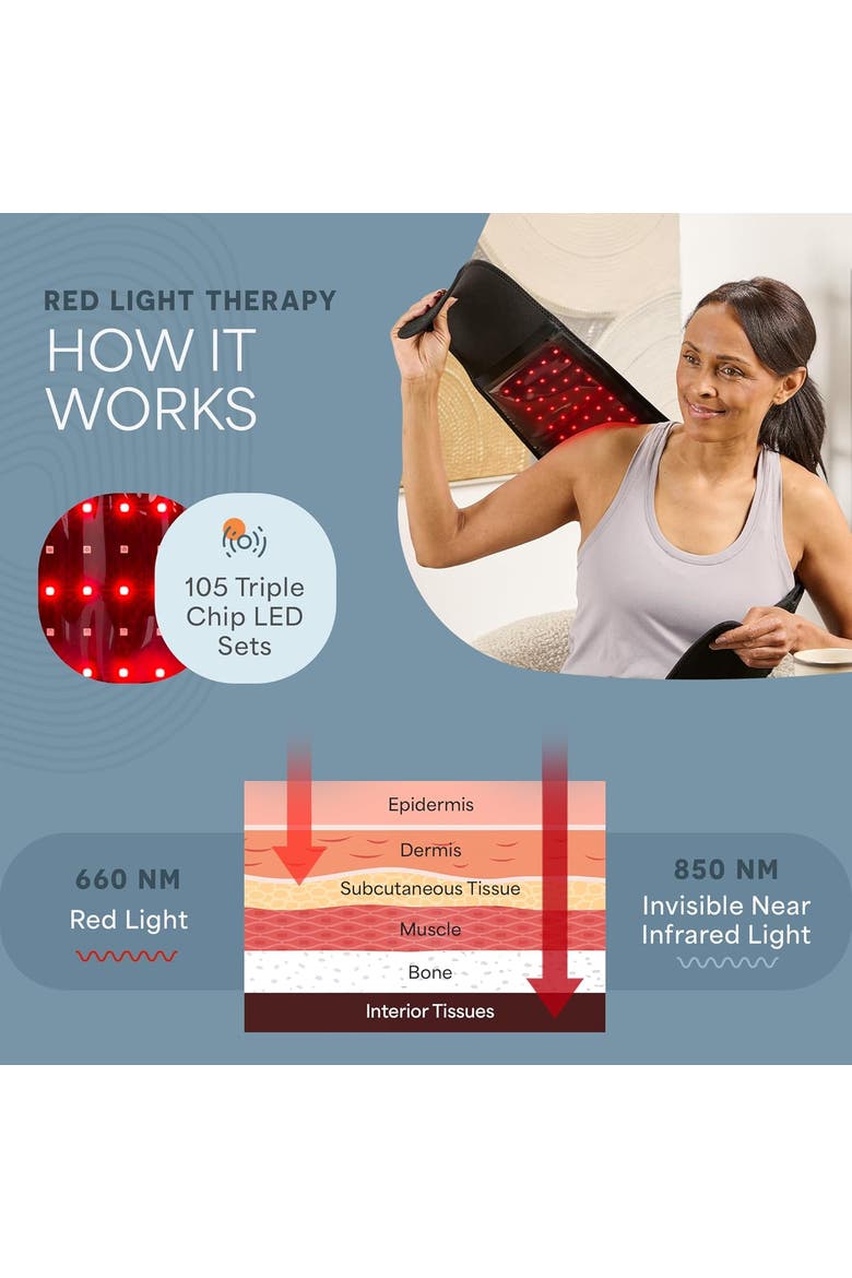 Alevared Pro Red Light Therapy Belt  Triple Chip LEDs  660nm & 850nm Wavelengths Infrared light for Body with Vibration, Alternate, color, Pro Black