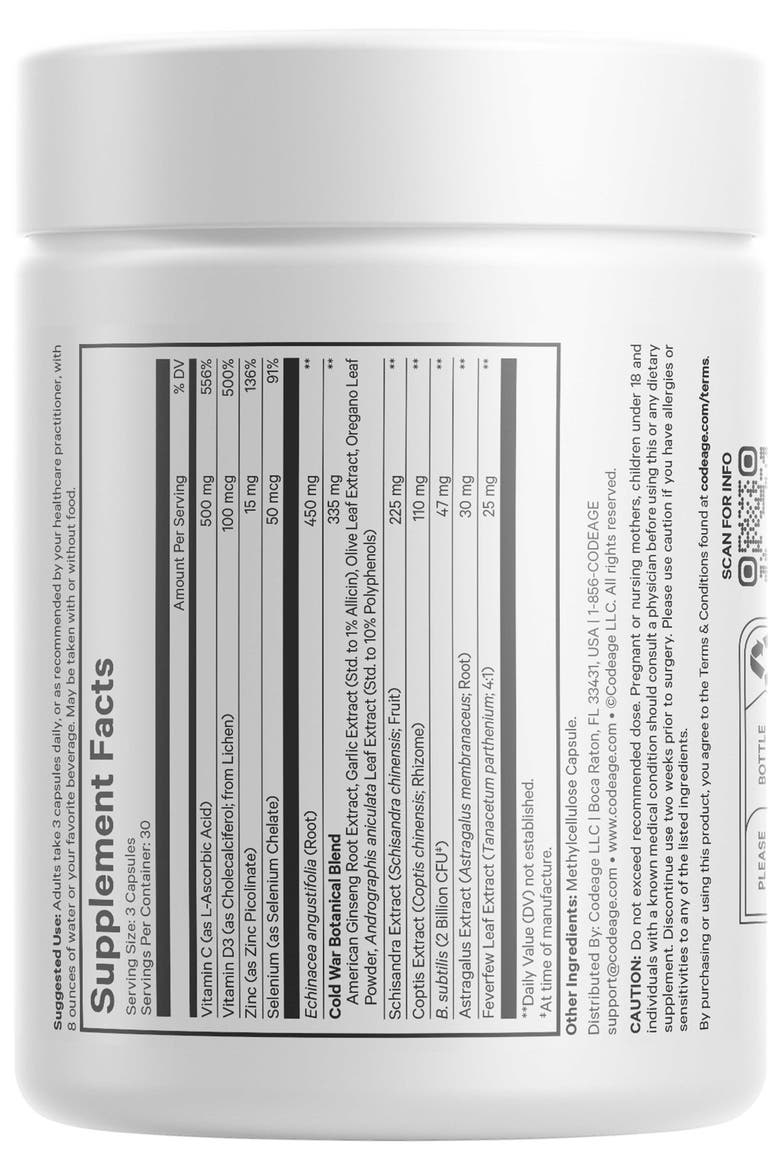 Clearhead Echinacea + Vitamins Supplement, Alternate, color, White