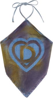 Desigual Halter Cotton Blend Denim Top