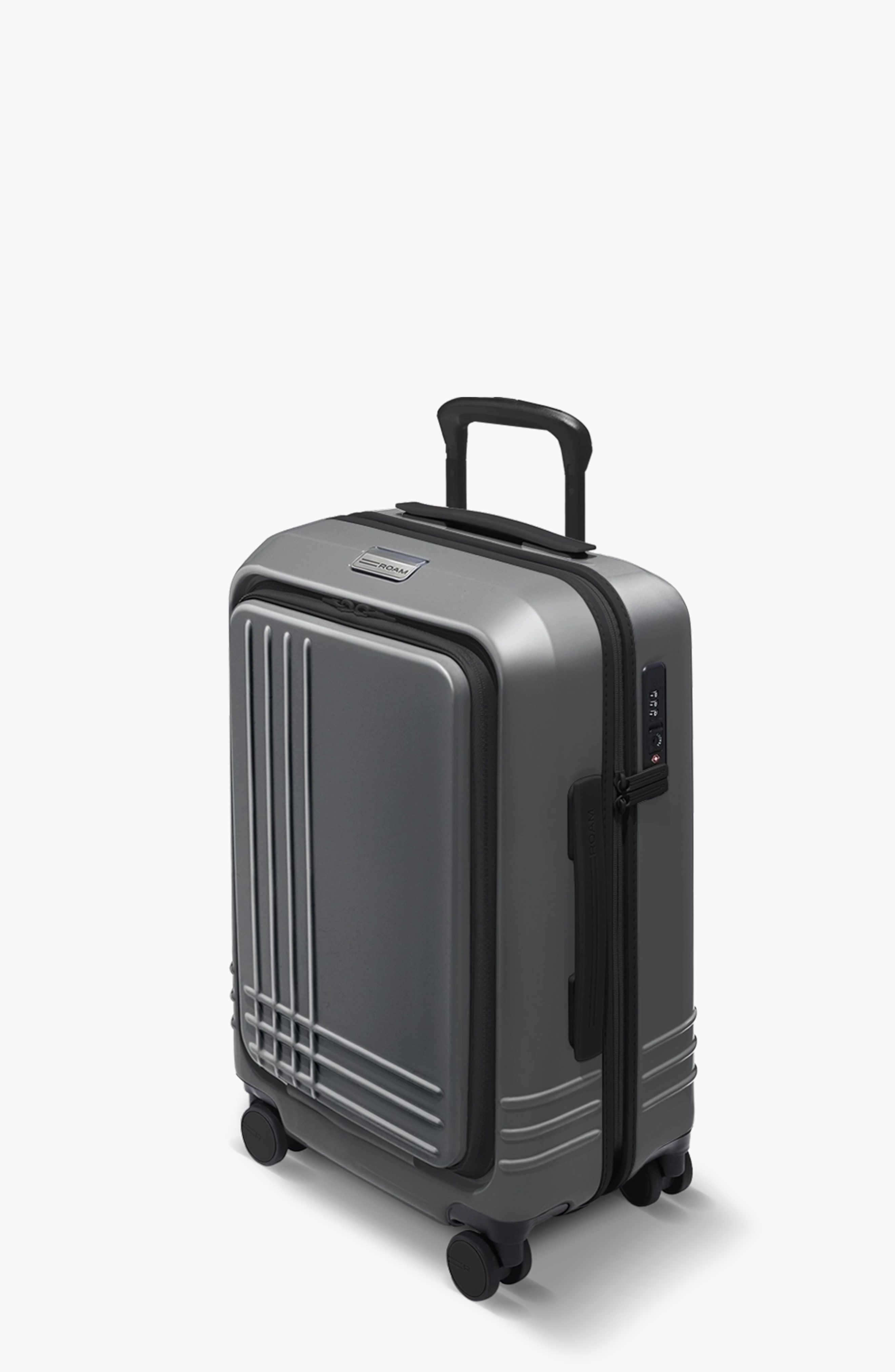 ROAM Luggage Front Pocket Carry-On, Alternate, color, Matte Steel / Black