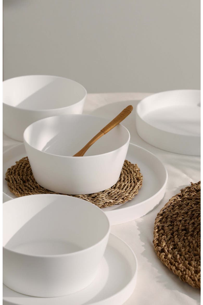 Fosca Bone China 16-Piece Dinnerware Set, Alternate, color, Matte White