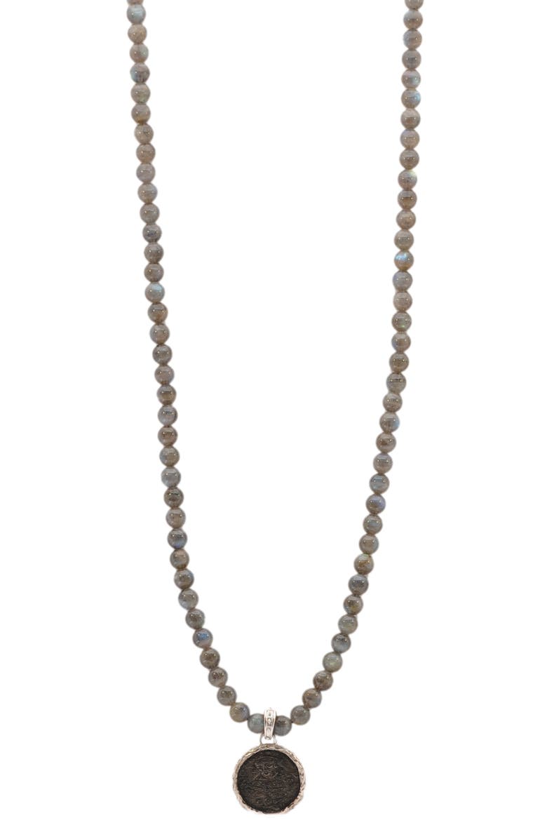 Armenta Men's Romero Monk Medallion Labradorite Beaded Necklace, Main, color, 
