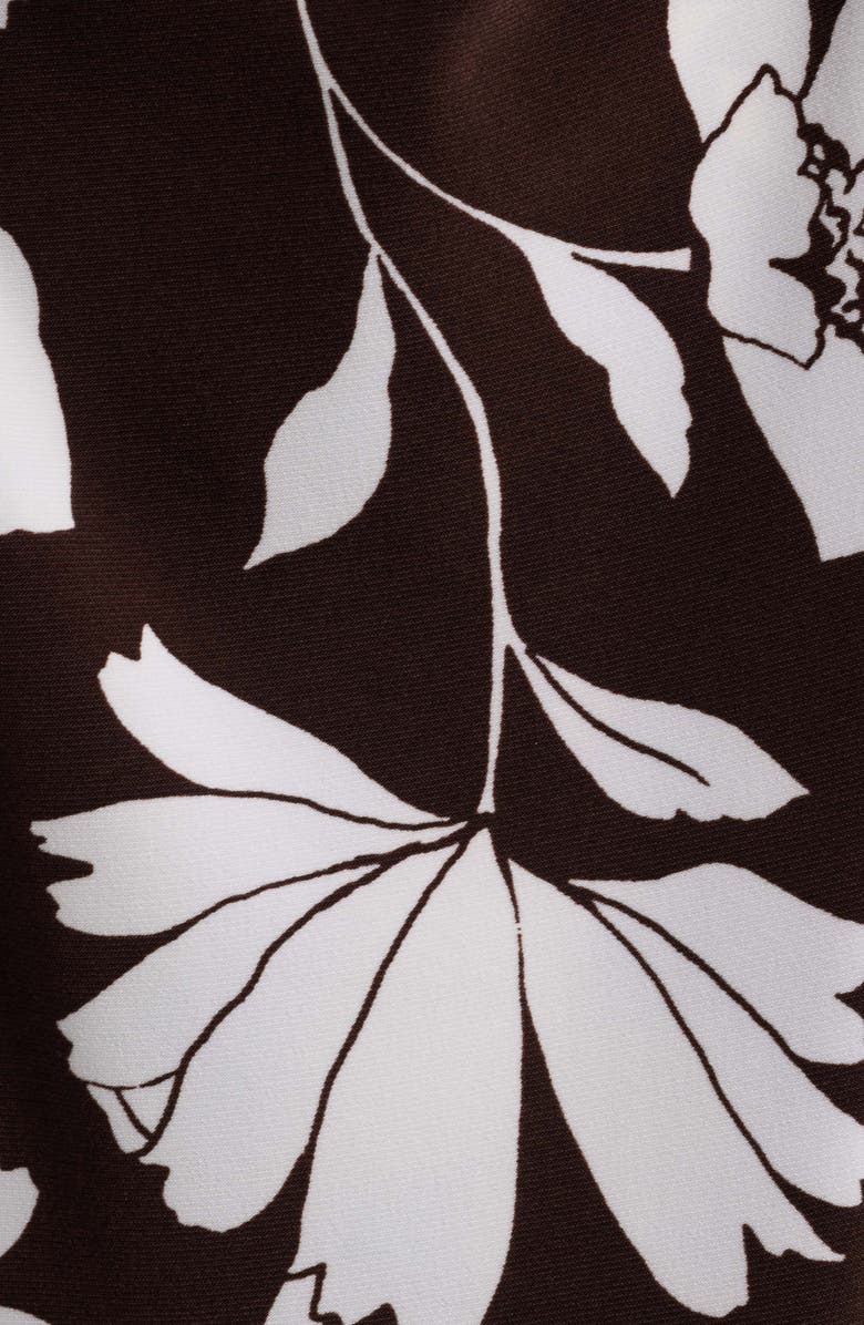 Anne Klein Two-Tone Floral Wrap Dress, Alternate, color, Dark Chocolate/ White Dove