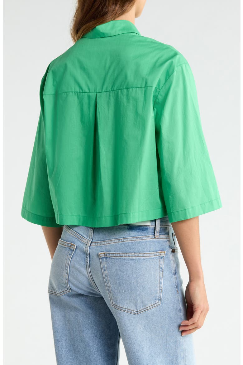 Crop Cotton Button-Up Shirt, Alternate, color, FERN