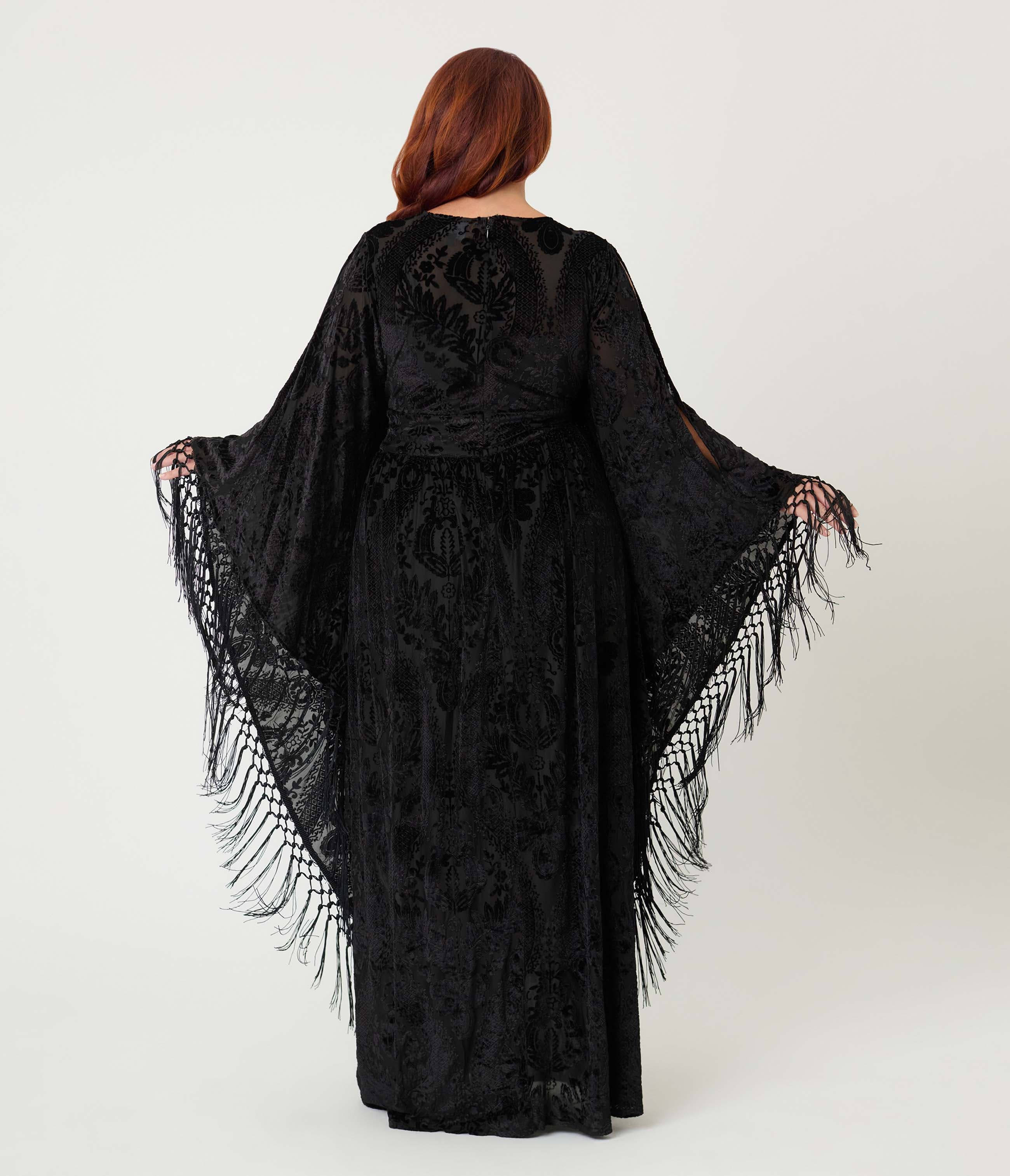 Plus Size 1960s Fringe Flutter Sleeve Caftan - image 2