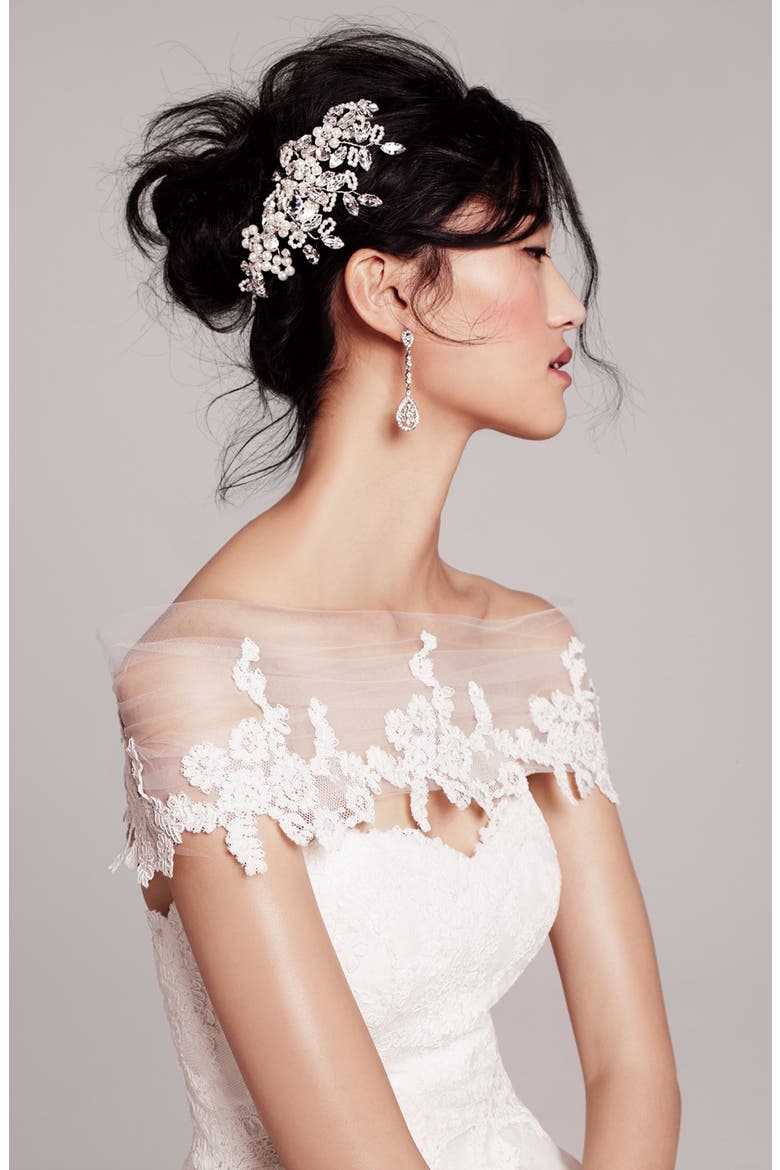 'English Violet' Crystal Hair Comb, Alternate, color, SILVER