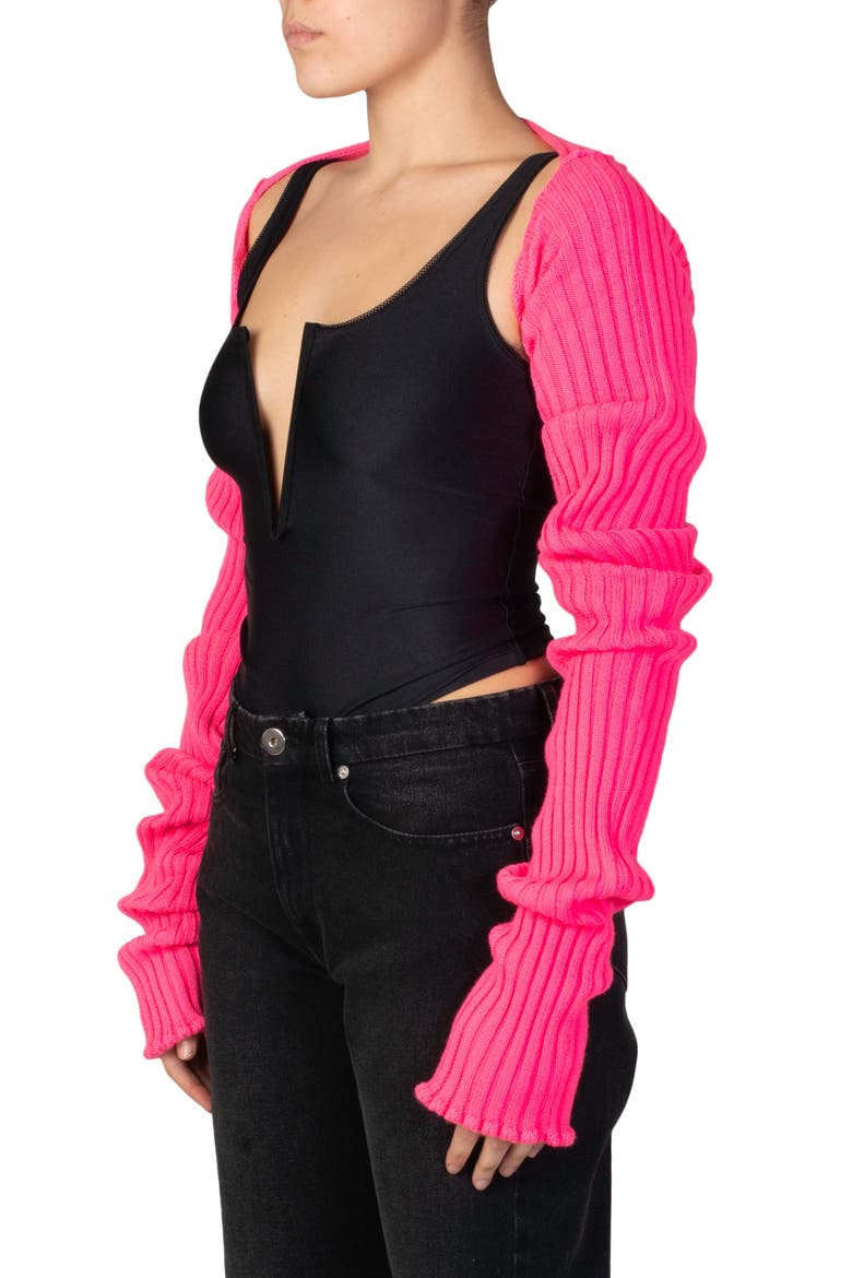 Rib Wool Blend Bolero, Alternate, color, HOT PINK