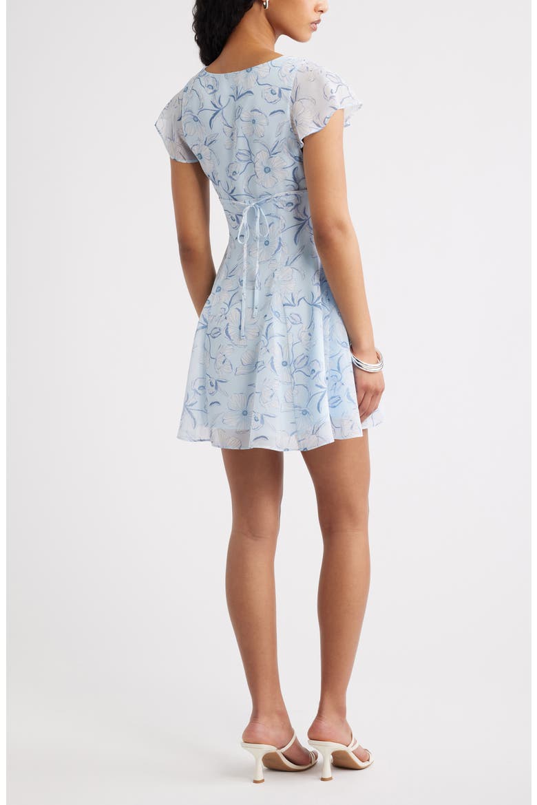 Floral Print Fit & Flare Minidress, Alternate, color, BLUE SYDNEY POPPY