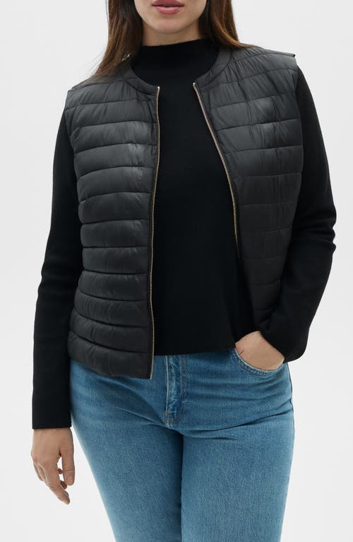 Mango Water Repellent Channel Quilted Vest In Black