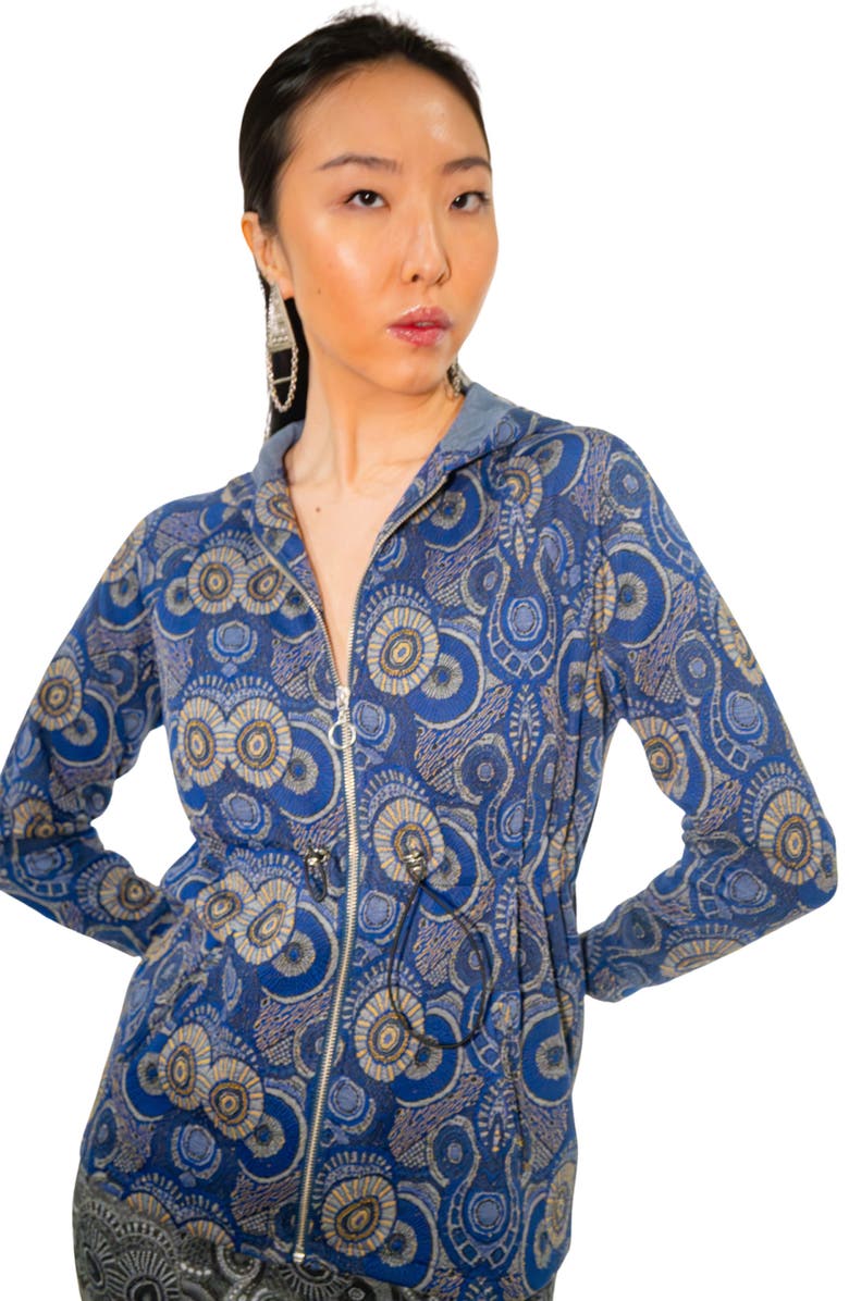 KAHINDO Dakar Jacquard Zip Front Hoodie, Alternate, color, Blue