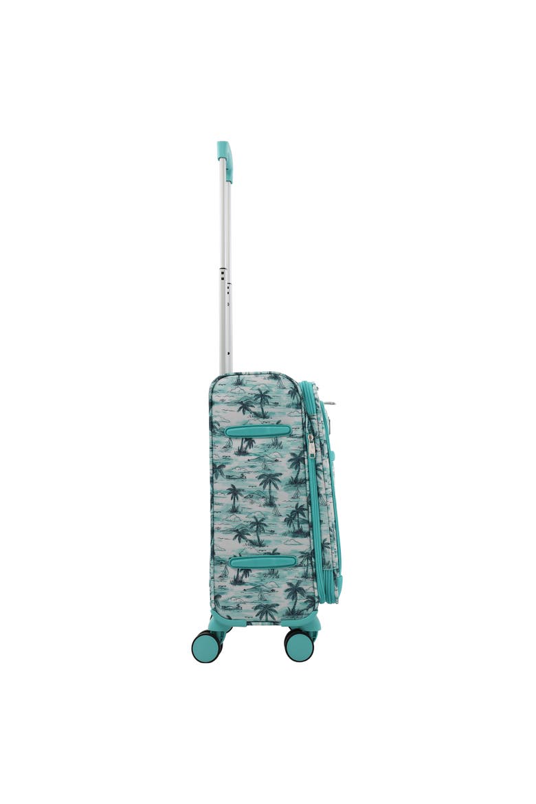 Palm Print 21.5" Expandable Softside Carry-On Spinner, Alternate, color, Aqua