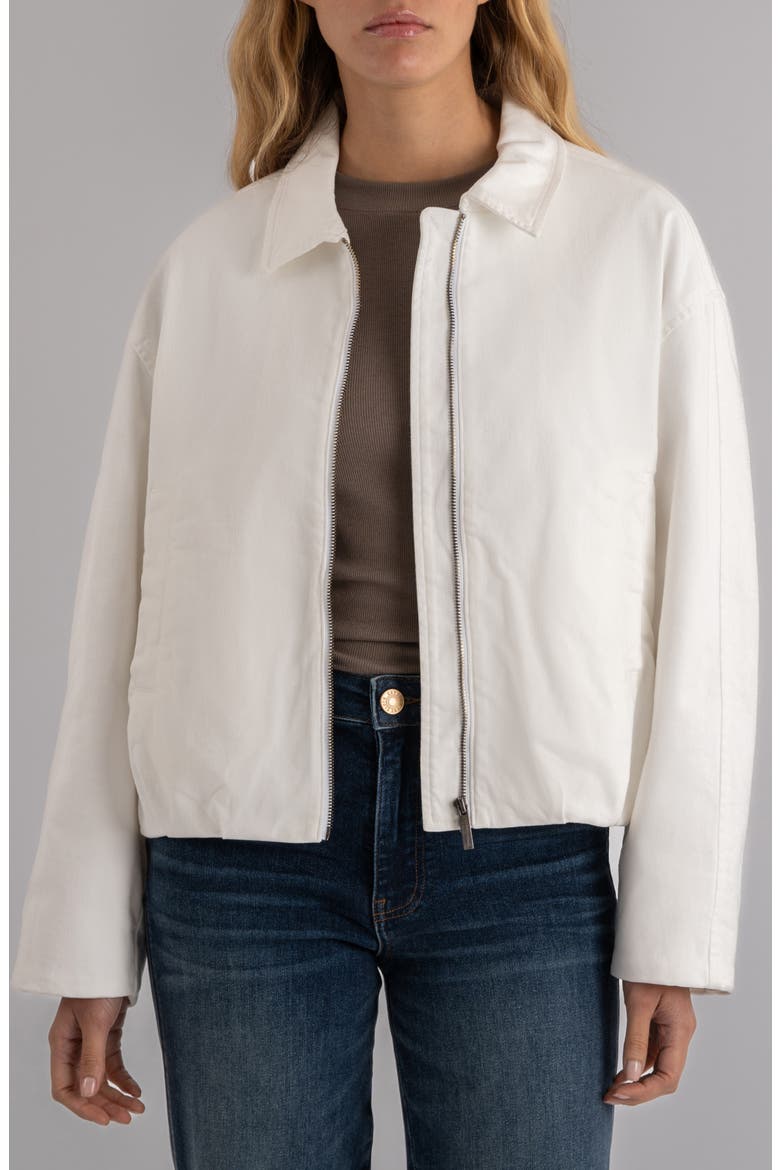 Dylan Zip Denim Jacket, Main, color, WHITE