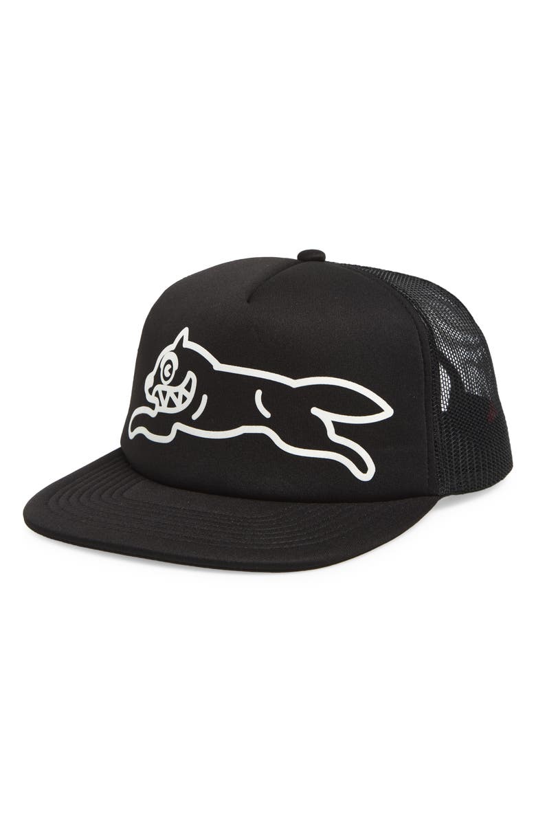 ICECREAM Options Running Dog Trucker Hat, Main, color, Black