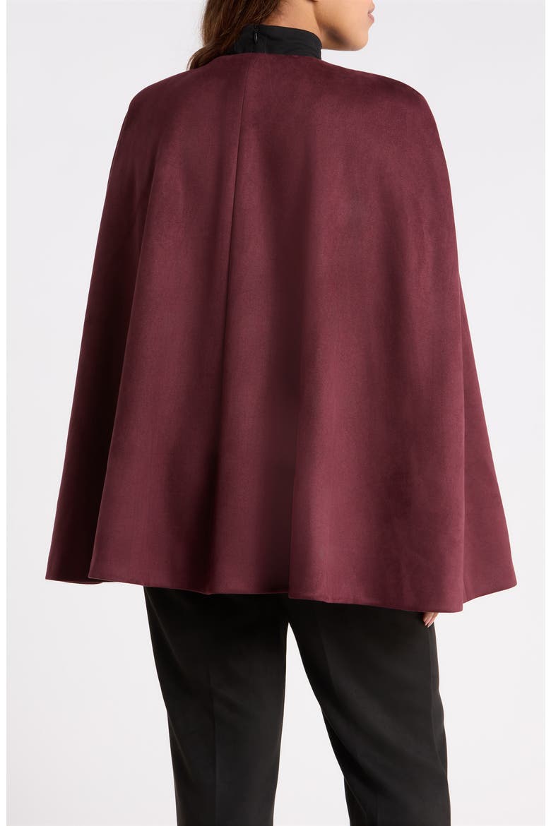 Faux Suede Long Cape, Alternate, color, BAROLO