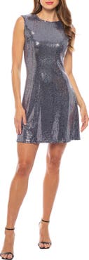 bebe Metallic Sleeveless Fit & Flare Minidress