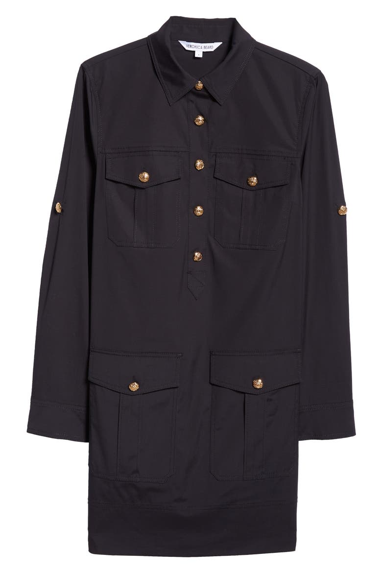 Saude Long Sleeve Cargo Shirtdress, Alternate, color, BLACK