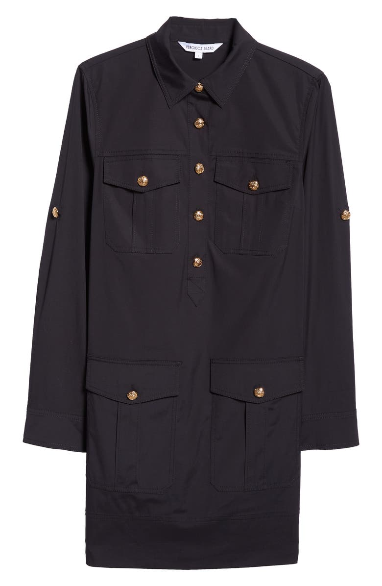 Veronica Beard Saude Long Sleeve Cargo Shirtdress, Alternate, color, Black