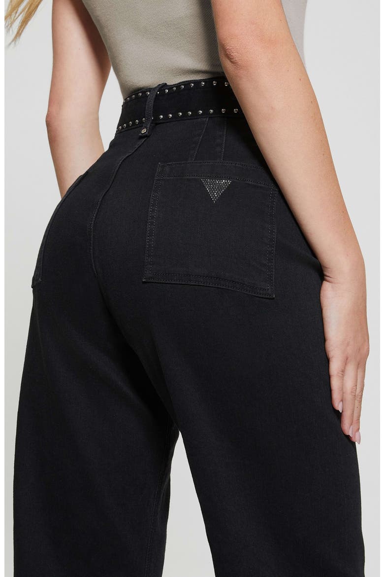 Dakota High Waist Belted Crop Wide Leg Jeans, Alternate, color, DEEPER BLACK