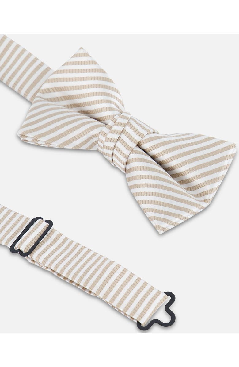 Deux par Deux Boy's Bow Tie Light Taupe, Alternate, color, Light Taupe Striped