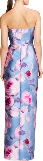 Lucienne Floral Strapless Column Gown