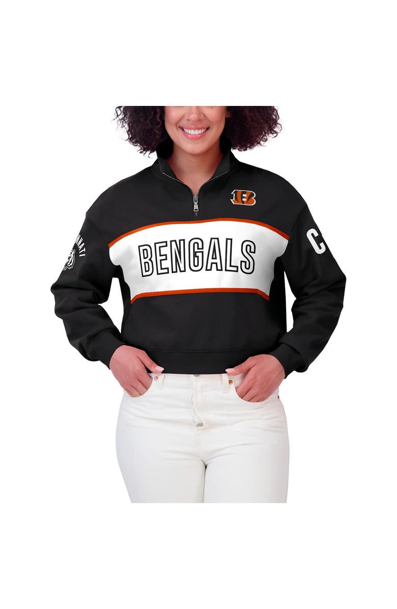 WEAR by Erin Andrews Women's WEAR by Erin Andrews Black Cincinnati Bengals Quarter-Zip Jacket, Alternate, color, 