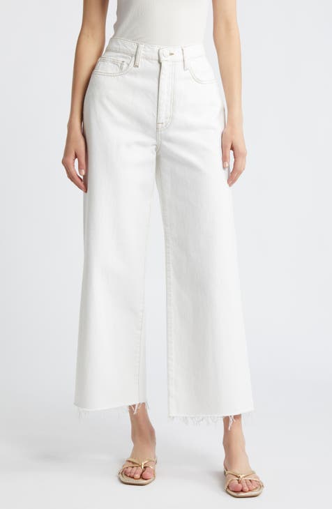 Le Jane Fray Hem Crop Wide Leg Jeans (Au Natural Clean)