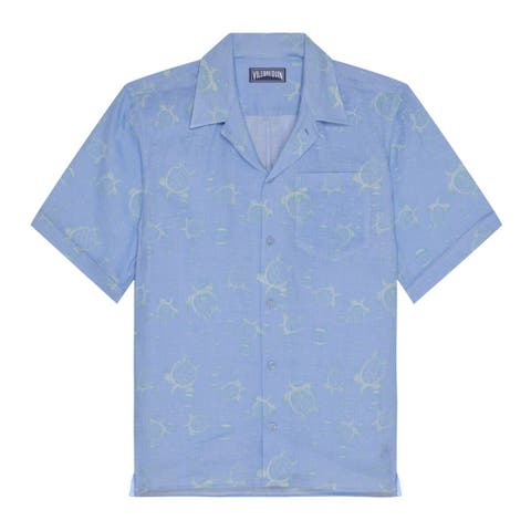 Men Linen Bowling Shirt Bubble 3D