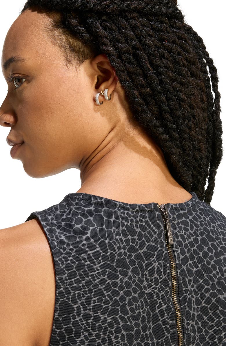 adidas Originals Animal Print Sleeveless Shift Dress, Alternate, color, Black/ Grey Six